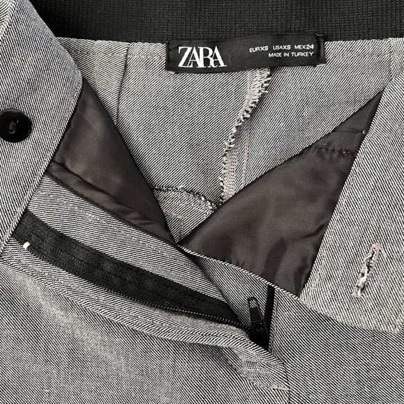 Zara Light Grey Fitted Ankle Mid Rise Tuxedo Trousers Pants Size XS - Picture 8 of 8